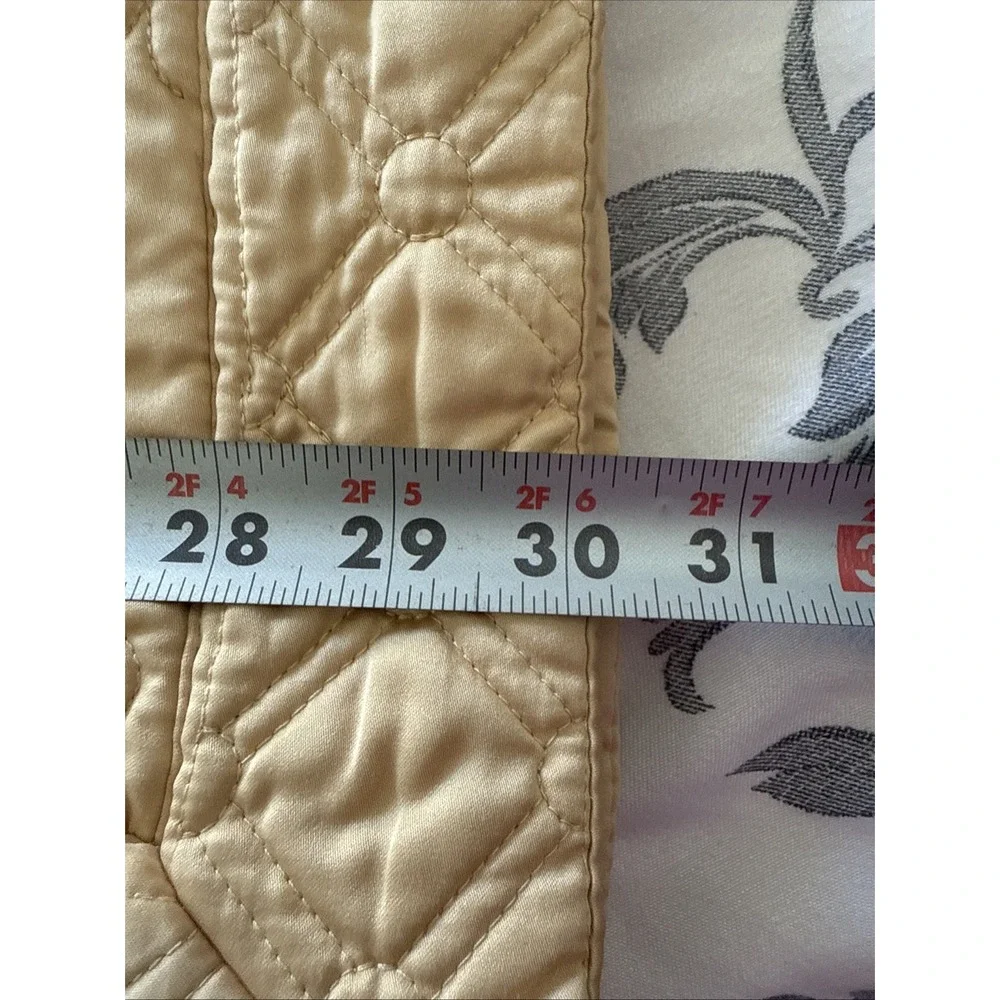 Wamsutta Standard Sham Gold Quilted Satin Floral Stitch Cotton Blend 24x30 Set 4